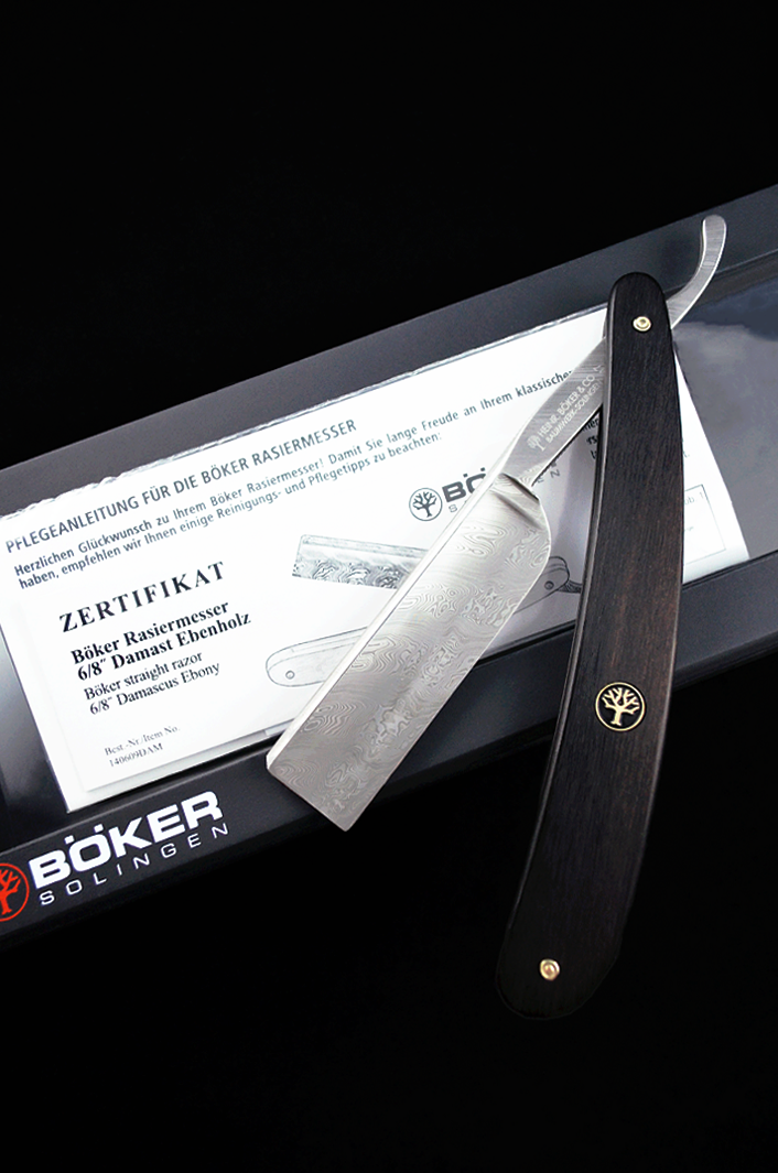 Boker Damascus Ebony 6/8 Straight Razor