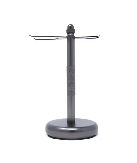 Double Edge Safety Razor & Brush Stand, Grey