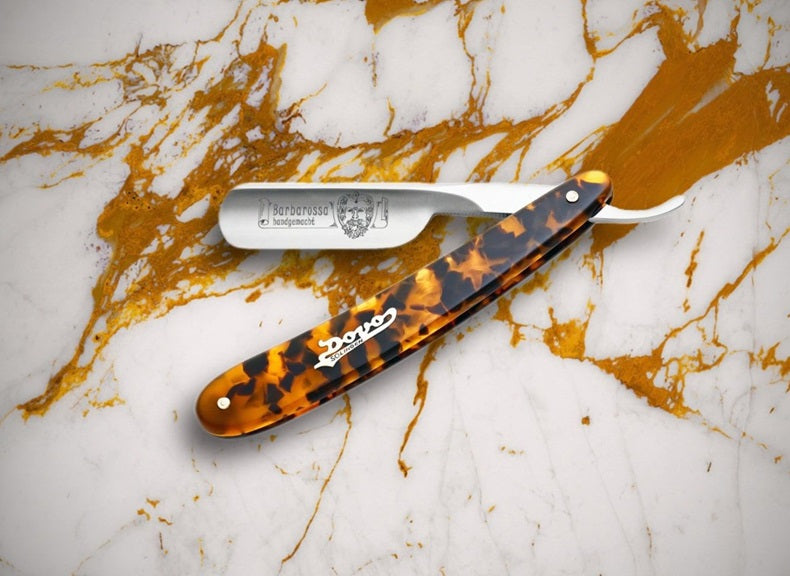 Dovo Barbarossa 5/8 Short Blade Tortoiseshell Straight Razor, Round Point