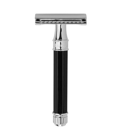Edwin Jagger Chrome Octagonal Black Double Edge Safety Razor