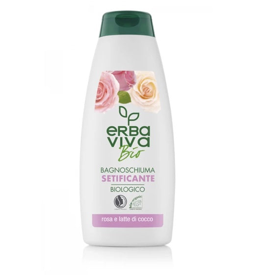 Erba Viva Bio Silky Shower Gel with Rose & Coconut Milk, Made in Italy