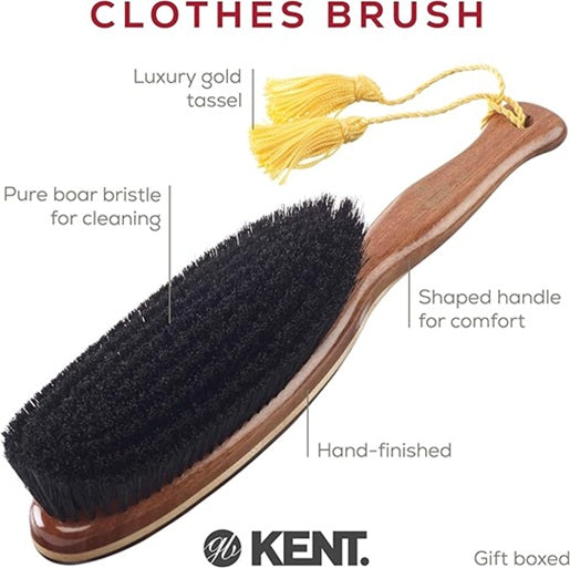 Kent K-CR8 Large Clothes Brush, Pure Black Bristles