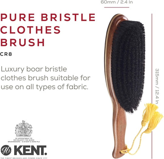 Kent K-CR8 Large Clothes Brush, Pure Black Bristles