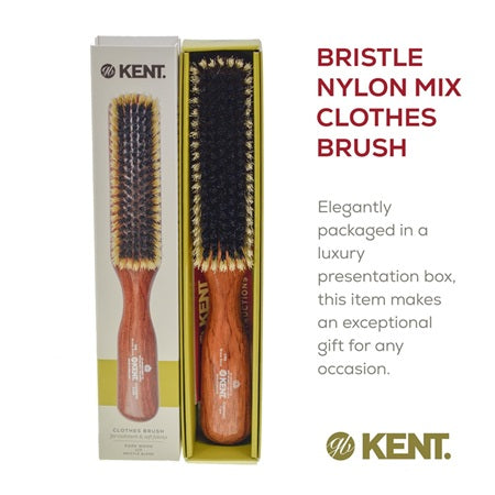 Kent K-CP6 Clothes Brush, For Cashmere, Black & White Pure Bristle, Mahogany