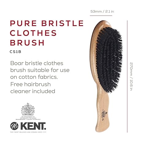 Kent K-CS1B Clothes Brush (Black Bristles/Cherrywood Veneer)
