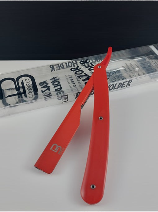 Level 3 Barber Razor with 10 Derby Single Edge Blades, Red