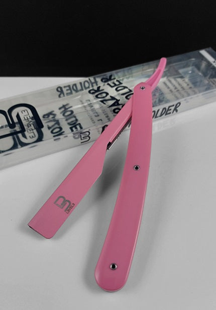 Level 3 Barber Razor with 10 Derby Single Edge Blades, Pink
