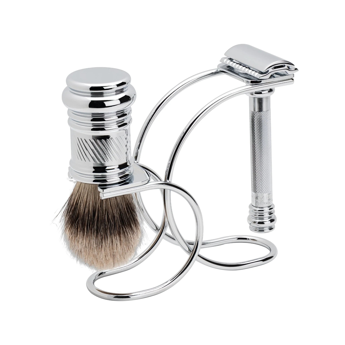 Merkur 4002 Safety Razor and Brush Stand, Chrome