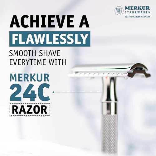 Merkur 24C Extra Long Double Edge Safety Razor with 10 Blades