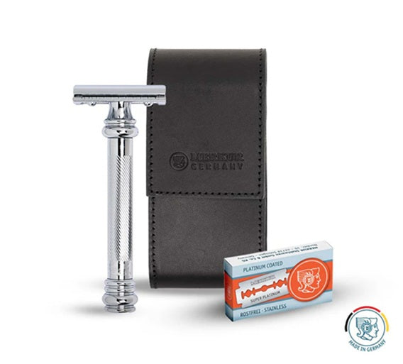 Merkur 5004 Travel Shaving Set with Merkur 38C, Leather Case and 10 Blades