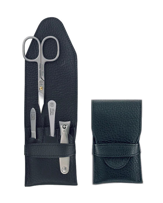 Niegeloh Capri Schwarz 4pc Manicure Set In High Quality Leather Case