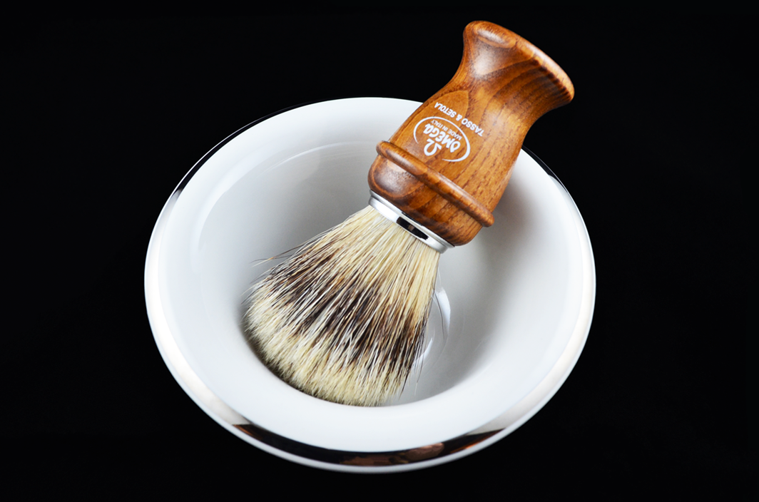 Omega 50/50 Silvertip Badger and Bristle Ashwood Handle Shaving Brush