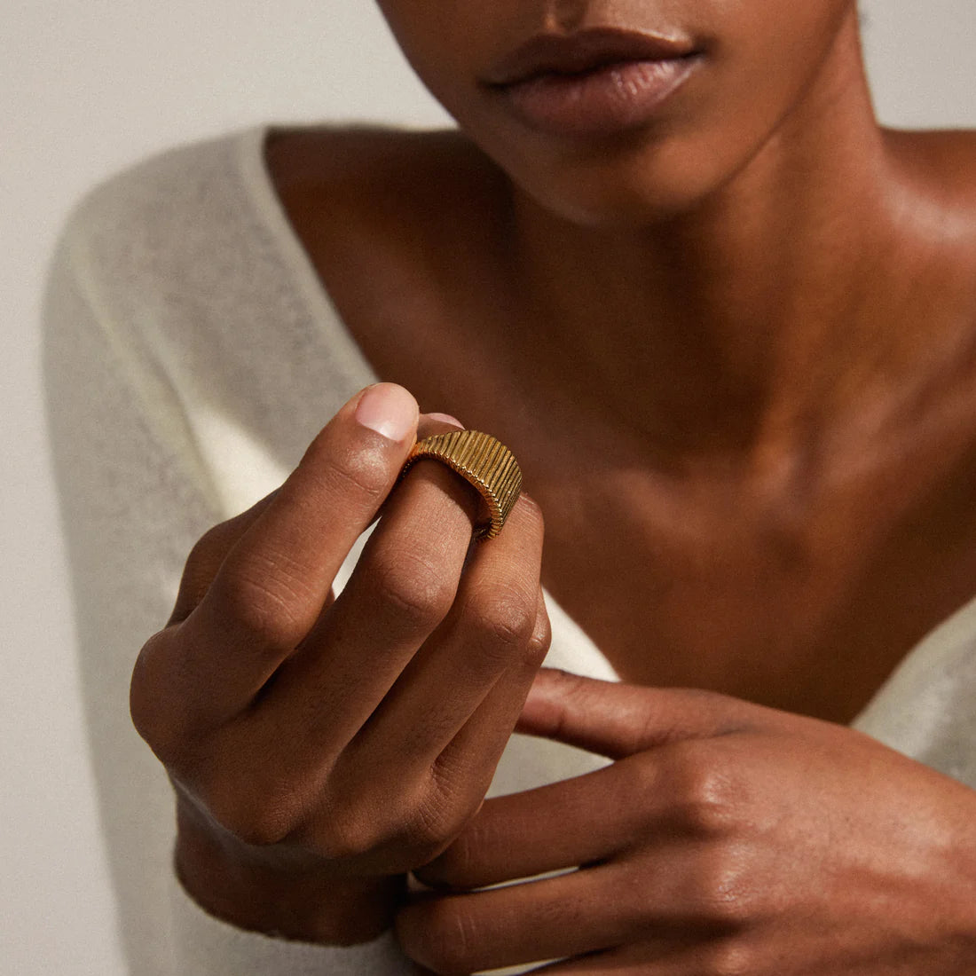 Pilgrim JEMMA Square Signet Ring Gold-Plated