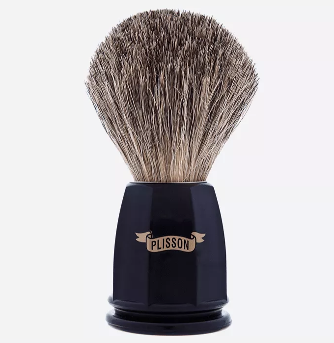 Plisson 1808 Russian Grey Faceted Black Shaving Brush