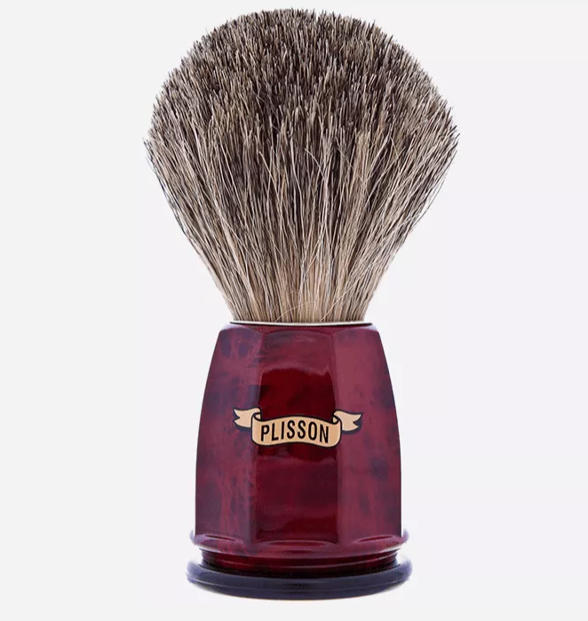 Plisson 1808 Russian Grey Faceted Burr Walnut Shaving Brush