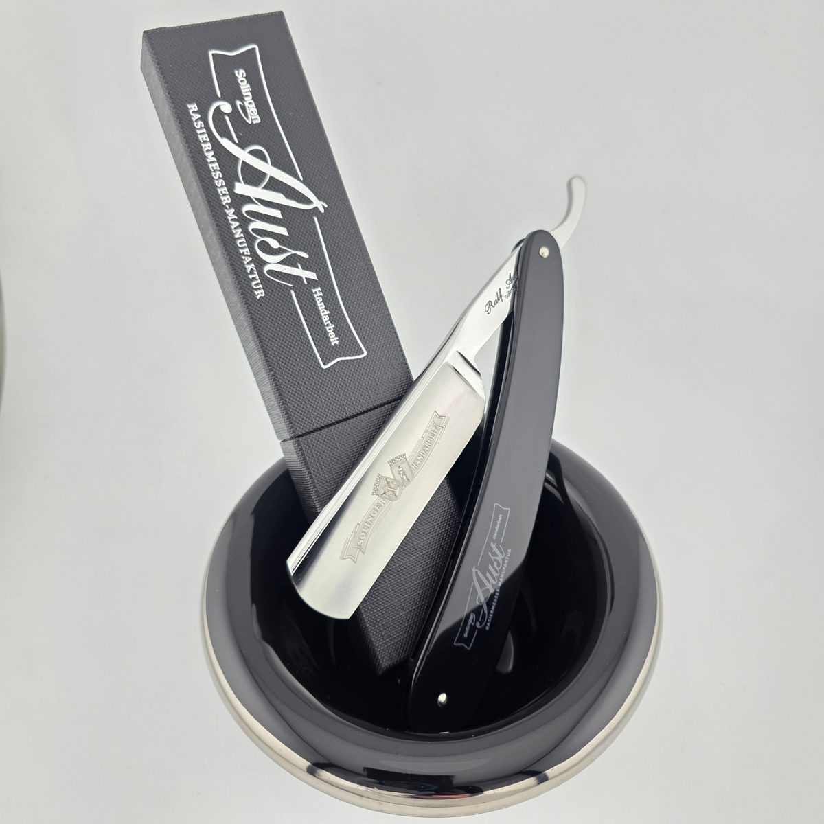 Ralf Aust 7/8 Black Acrylic Round Point Straight Razor