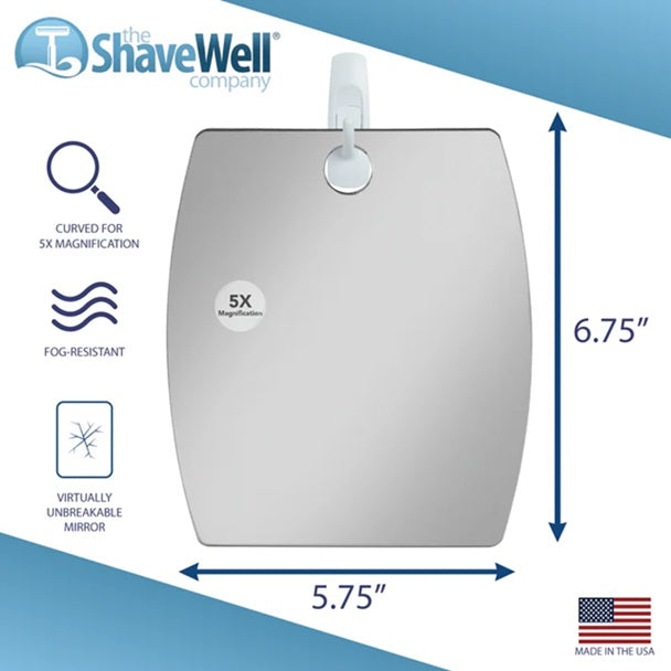 The Shave Well Company 5X Magnified Anti-Fog Shower Mirror