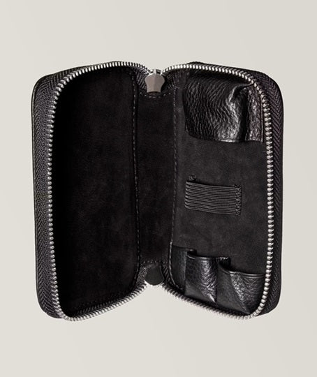Universal Black Pebble Leather Double Edge Razor Case
