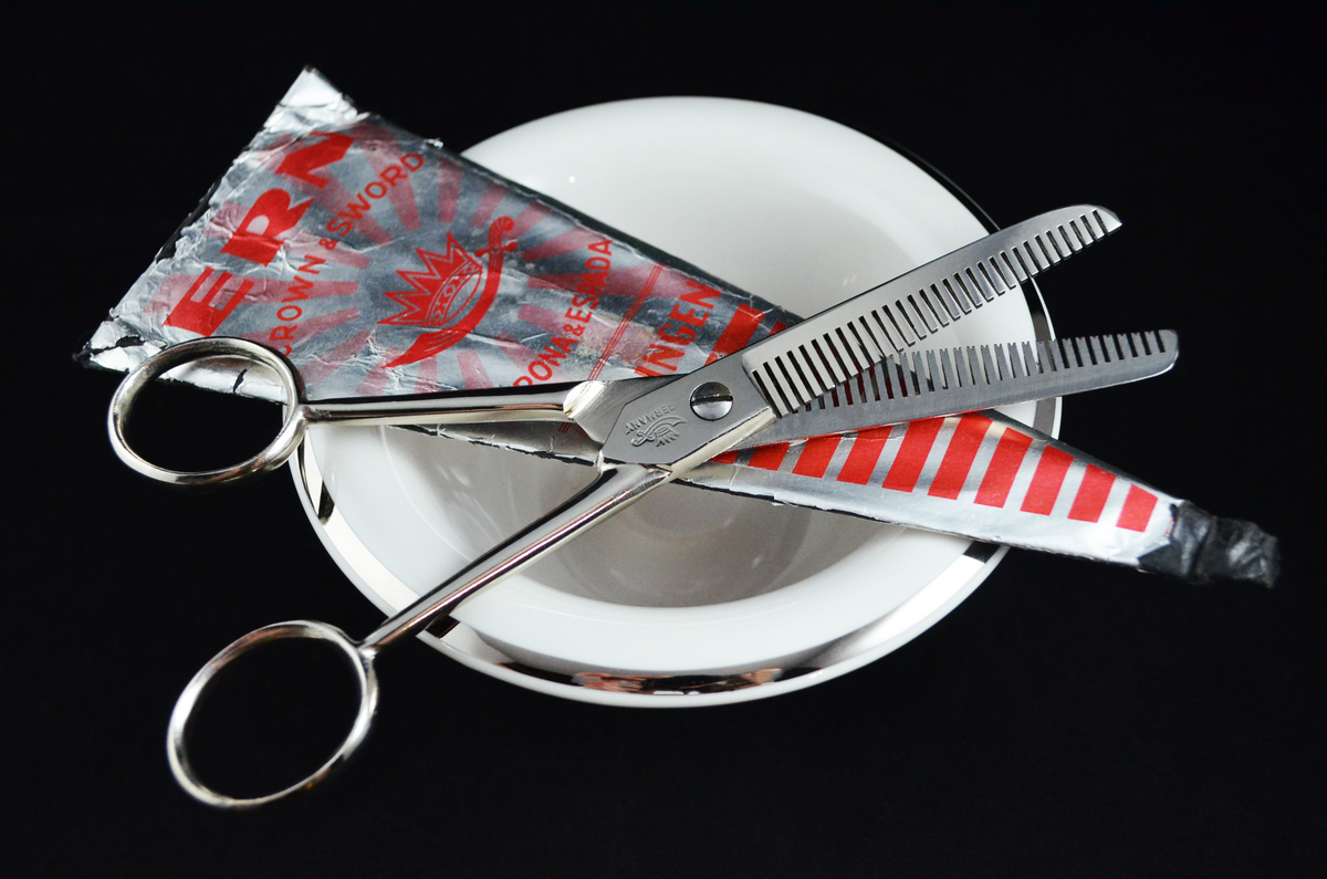 ERN Crown & Sword Antique Barber Thinning Shears NOS