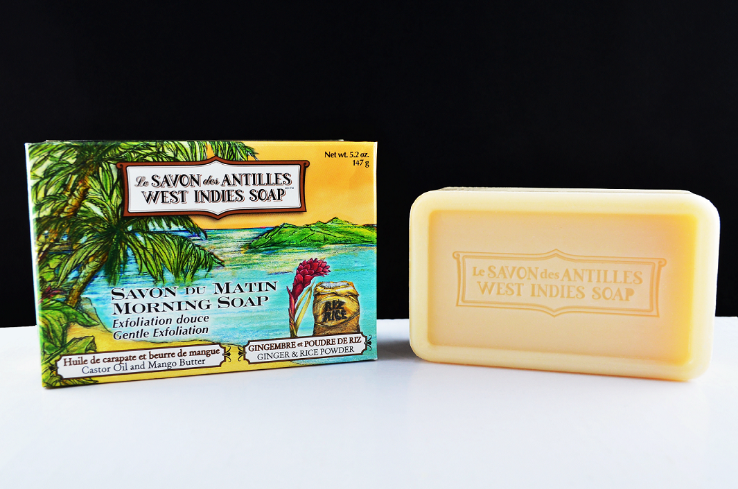West Indies Soap "Le Savon des Antilles" Ginger & Rice Powder Gentle Exfoliation Morning Soap