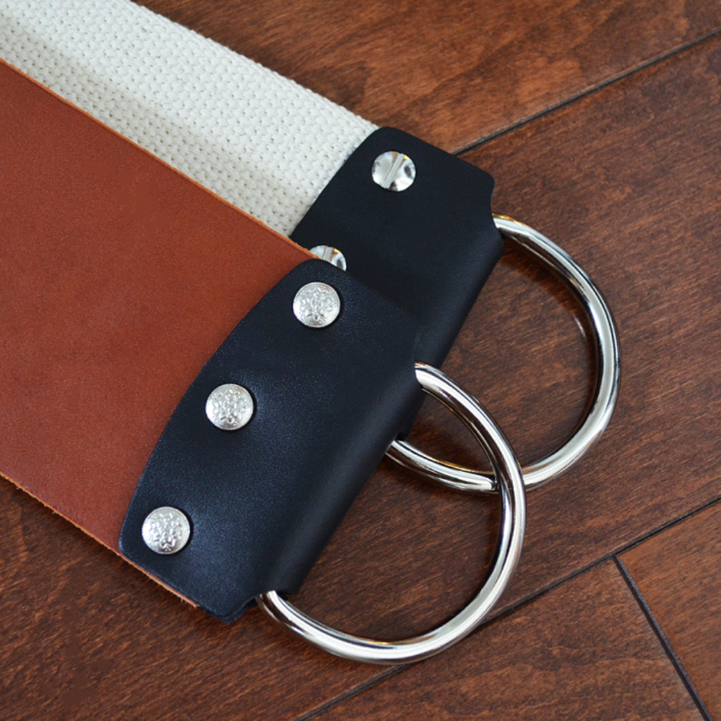3" English Bridle Chestnut Hanging Strop w/ D-Ring, Straight Razor Strop