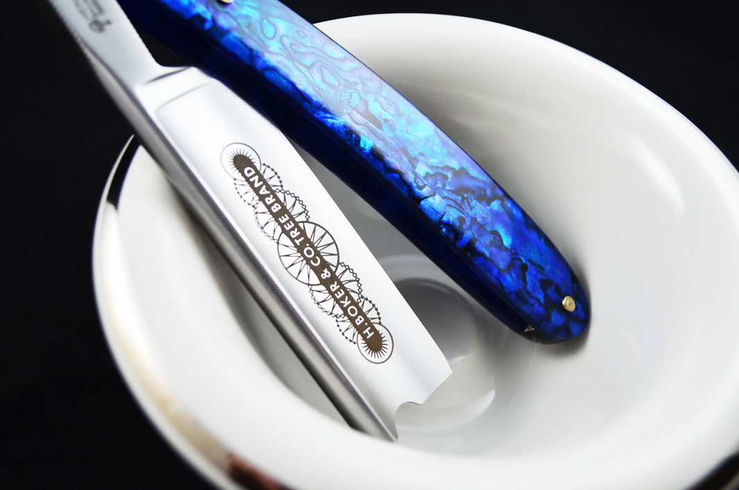 Boker Blue Shell 7/8 Barber's Notch Straight Razor