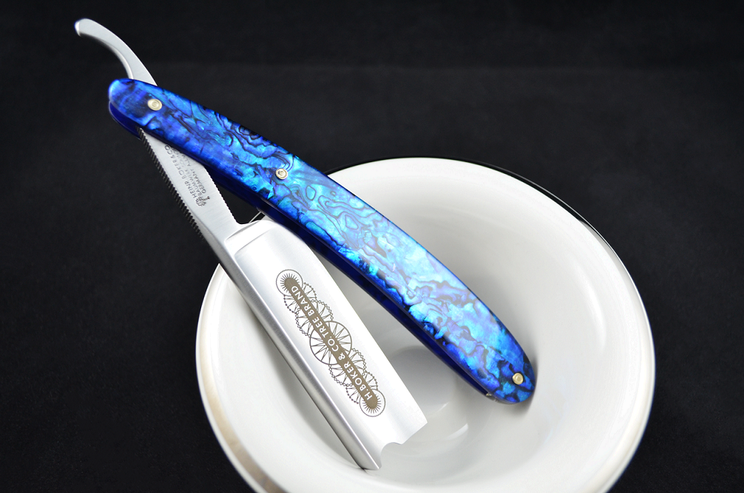 Boker Blue Shell 7/8 Barber's Notch Straight Razor