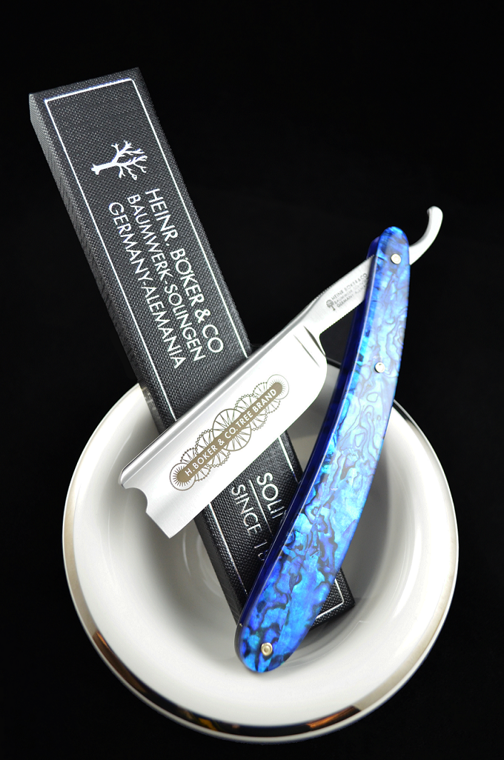 Boker Blue Shell 7/8 Barber's Notch Straight Razor