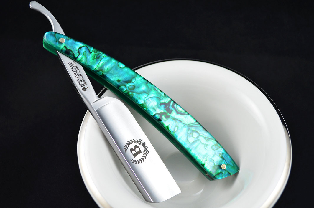 Boker Green Abalone 6/8 French Point Straight Razor