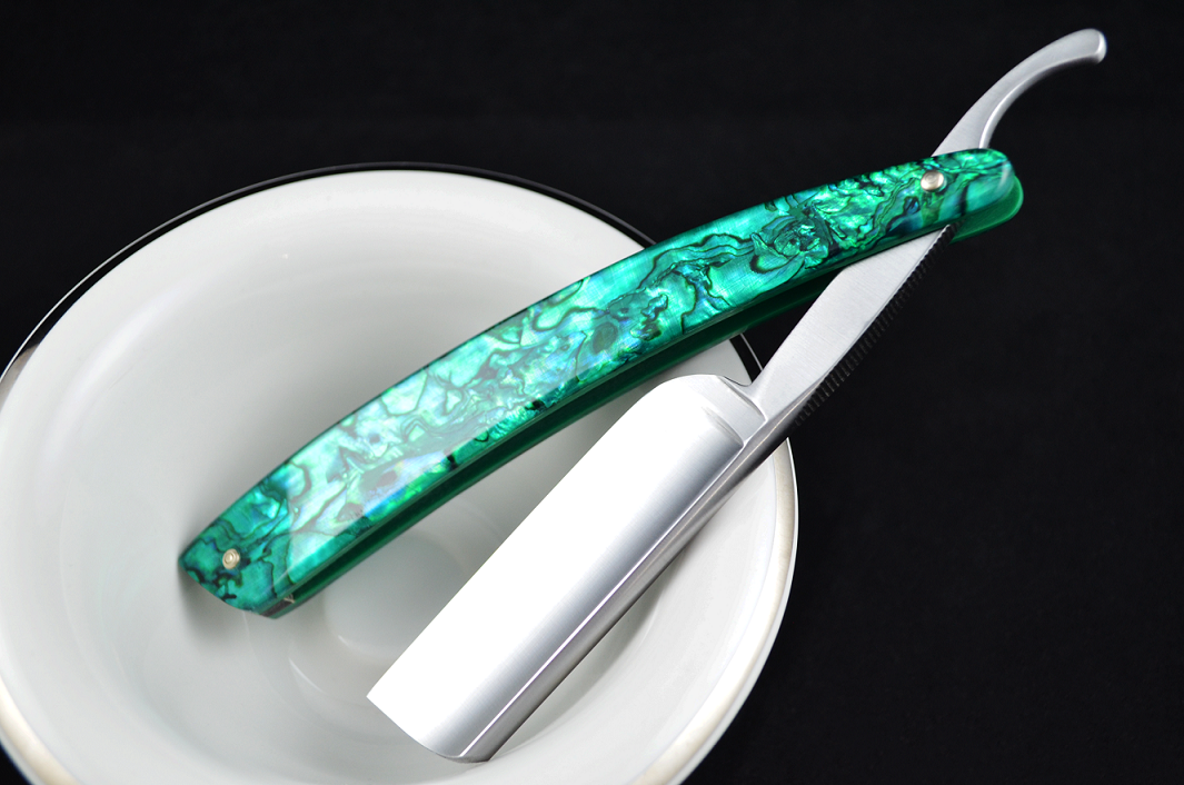 Boker Green Abalone 6/8 French Point Straight Razor