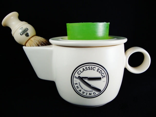 Classic Edge Shaving Scuttle w/Logo Ivory