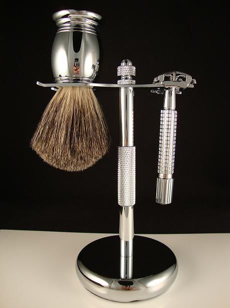 DE Safety Razor and Brush Stand