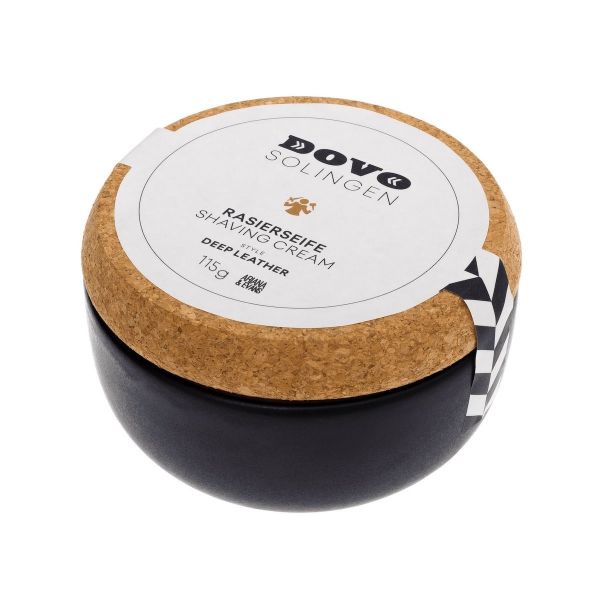 Dovo Deep Leather Shaving Soap in Stoneware Bowl