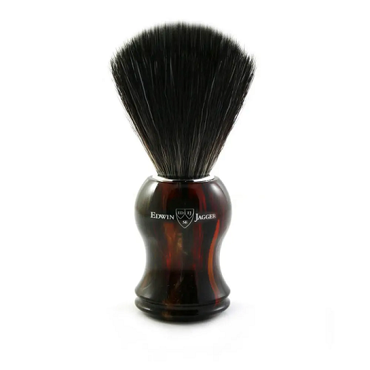 Edwin Jagger 21P33 Imitation Tortoiseshell Shaving Brush (Black Synthetic)