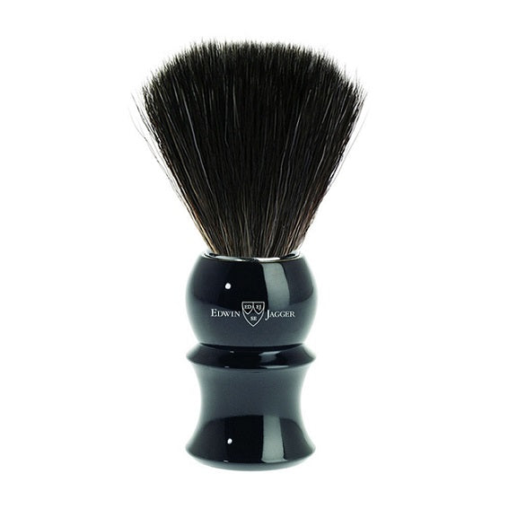 Edwin Jagger Black Fibre Synthetic Faux Ebony Handle Shaving Brush