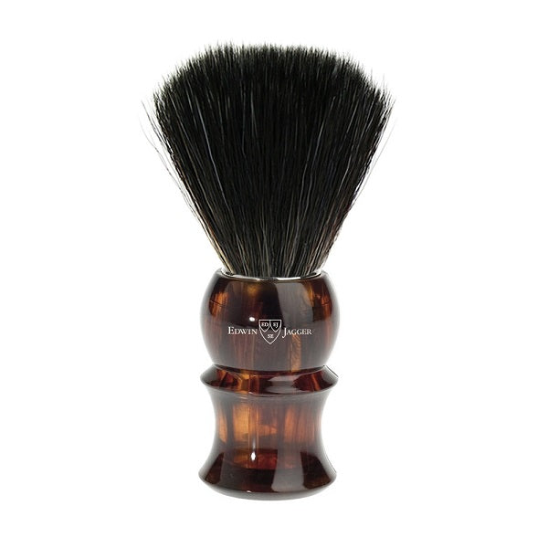 Edwin Jagger Black Fibre Synthetic Faux Tortoise Handle Shaving Brush