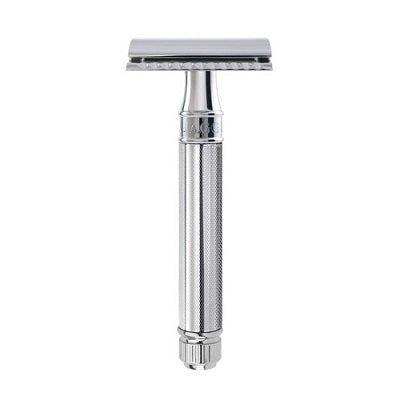 Edwin Jagger Knurled Double Edge Safety Razor - Chrome