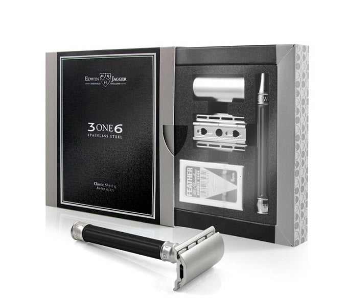 Edwin Jagger 3ONE6 Stainless Steel Black DE Safety Razor