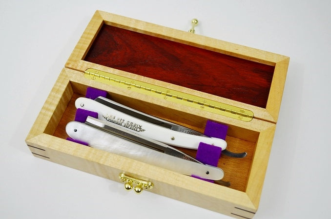 Handmade Padauk and Maple 2 Straight Razor Box