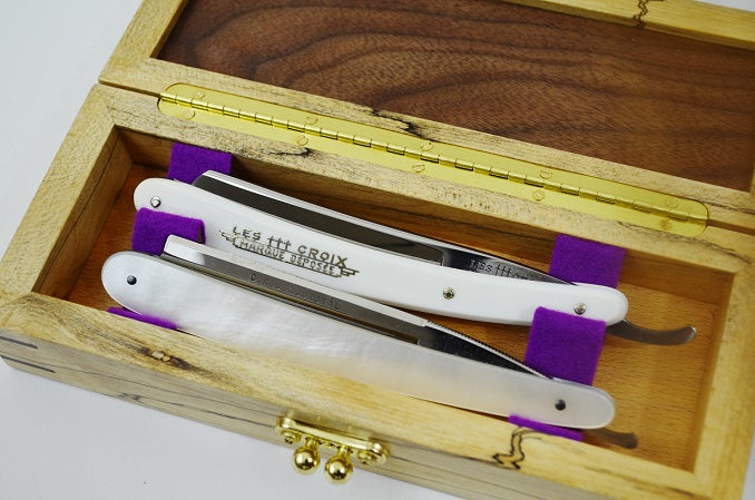 Handmade Walnut and Spalted Maple 2 Straight Razor Box