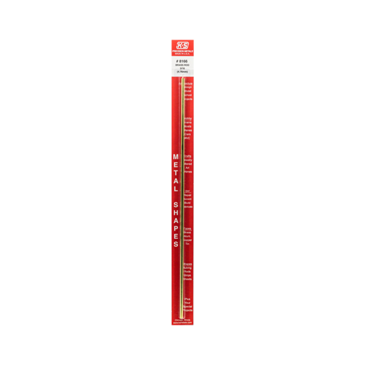 K&S™ Round Brass Rod: 3/16" OD x 12" Long (1 Piece)