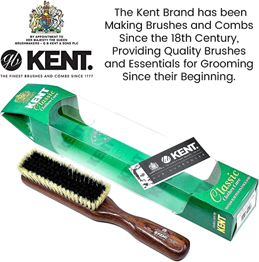Kent K-CP6 Clothes Brush, For Cashmere, Black &amp; White Pure Bristle, Mahogany