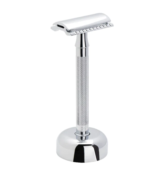 Merkur 3-Piece Safety Razor and Stand Set (Bright Chrome)