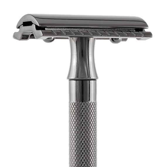 Merkur 23C Extra Long Handle Double Edge Safety Razor, Black PVD Coated
