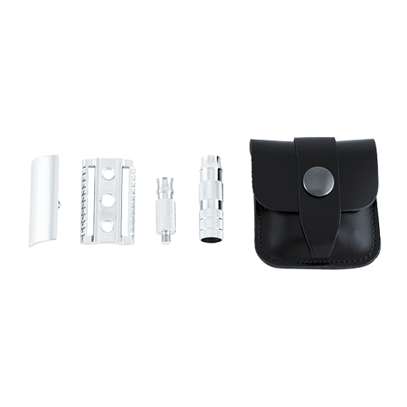 Merkur 933 Travel Double Edge Safety Razor with Leather Case