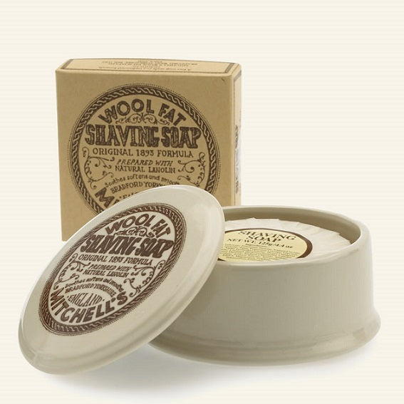 Mitchell's Original Wool Fat Shaving Soap in Ceramic Bowl