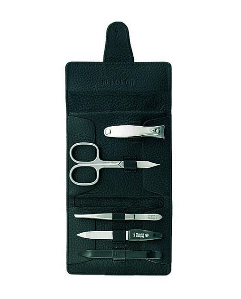Niegeloh Capri Schwarz 5pc Manicure Set in High Quality Leather Case