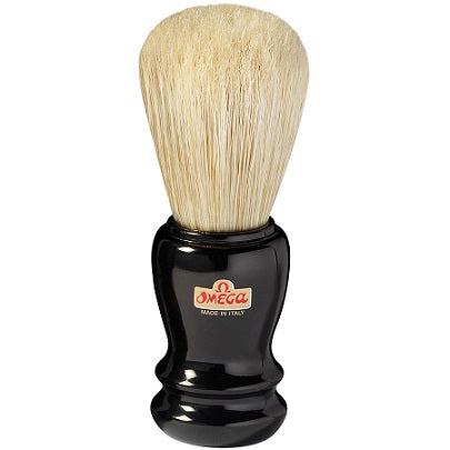 Omega Boar Bristle Shaving Brush (Black Handle Chrome Rim)