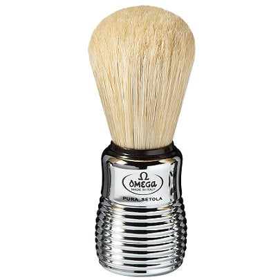 Omega Boar Bristle Shaving Brush (Chromed Plastic Handle)