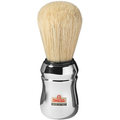 Omega Boar Bristle Shaving Brush (Chromed Plastic Handle)
